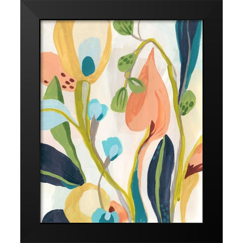 Jungle Jewels I Black Modern Wood Framed Art Print by Vess, June Erica