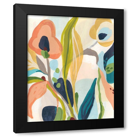 Jungle Jewels II Black Modern Wood Framed Art Print by Vess, June Erica