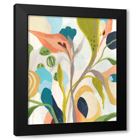 Jungle Jewels IV Black Modern Wood Framed Art Print by Vess, June Erica