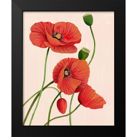 Soft Coral Poppies I Black Modern Wood Framed Art Print by Popp, Grace