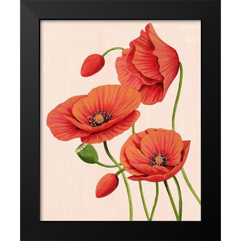 Soft Coral Poppies II Black Modern Wood Framed Art Print by Popp, Grace