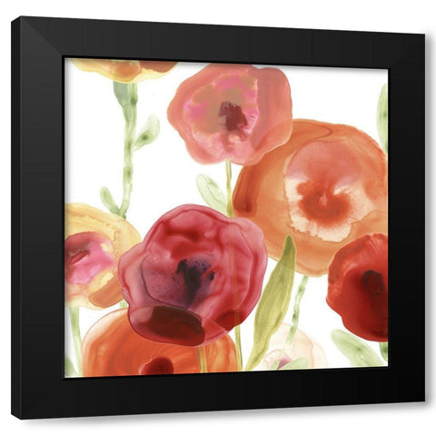 Poppy Patch I Black Modern Wood Framed Art Print with Double Matting by Vess, June Erica