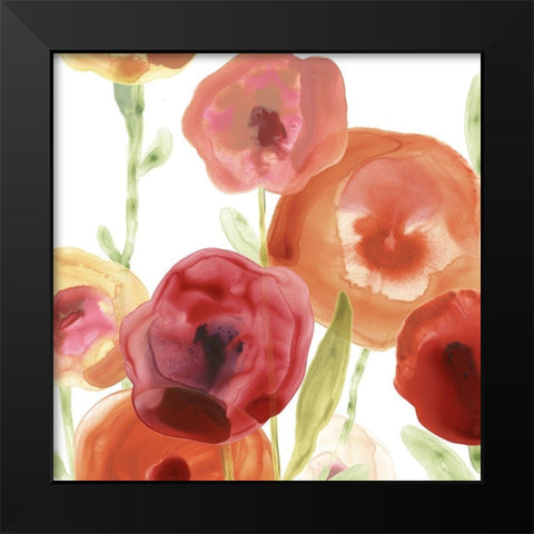 Poppy Patch I Black Modern Wood Framed Art Print by Vess, June Erica