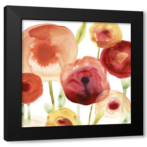 Poppy Patch II Black Modern Wood Framed Art Print by Vess, June Erica