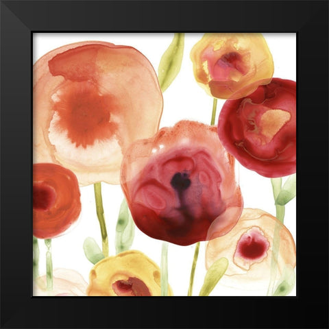 Poppy Patch II Black Modern Wood Framed Art Print by Vess, June Erica