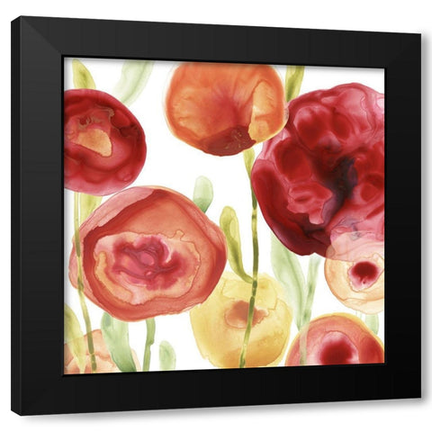 Poppy Patch IV Black Modern Wood Framed Art Print with Double Matting by Vess, June Erica