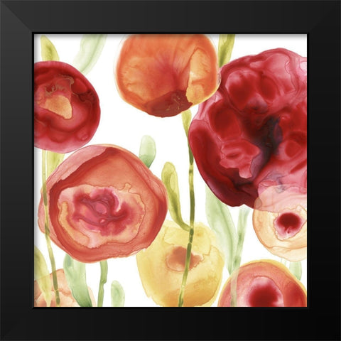 Poppy Patch IV Black Modern Wood Framed Art Print by Vess, June Erica