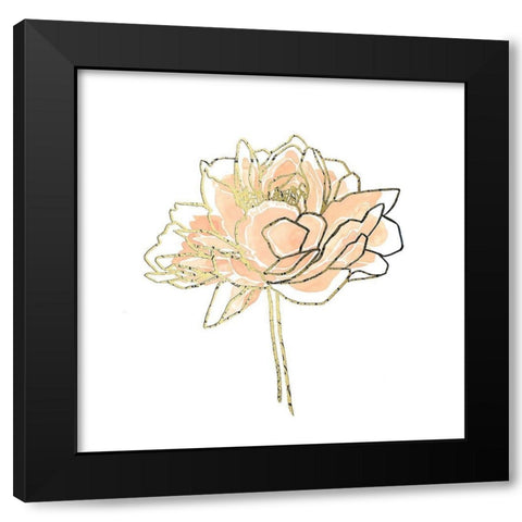 Foil Peony Contour I Black Modern Wood Framed Art Print by Scarvey, Emma