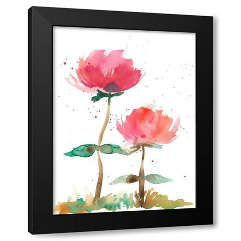 Pink Fleurs I Black Modern Wood Framed Art Print by Ludwig, Alicia