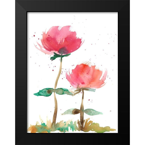 Pink Fleurs I Black Modern Wood Framed Art Print by Ludwig, Alicia