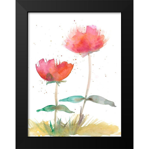 Pink Fleurs II Black Modern Wood Framed Art Print by Ludwig, Alicia