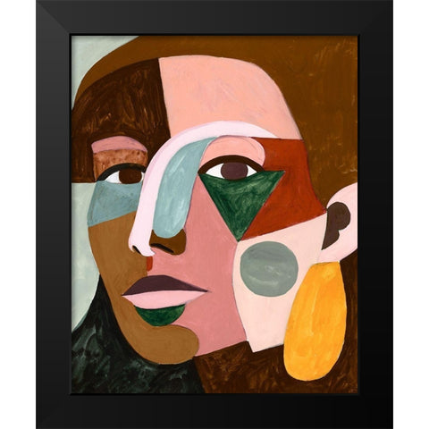 Geo Face I Black Modern Wood Framed Art Print by Borges, Victoria