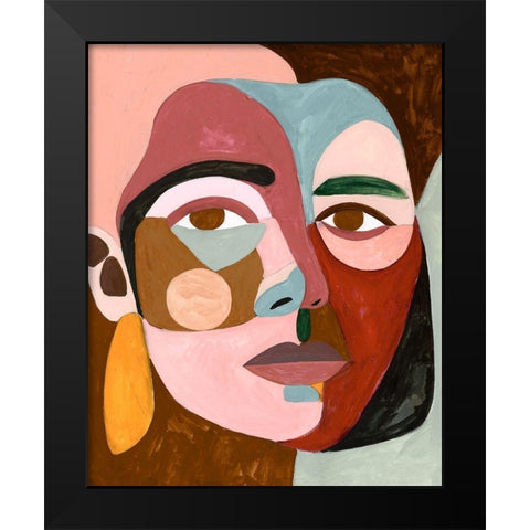 Geo Face II Black Modern Wood Framed Art Print by Borges, Victoria