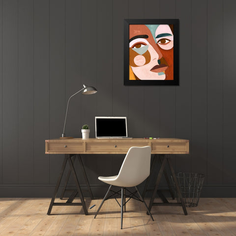 Geo Face III Black Modern Wood Framed Art Print by Borges, Victoria