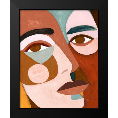 Geo Face III Black Modern Wood Framed Art Print by Borges, Victoria