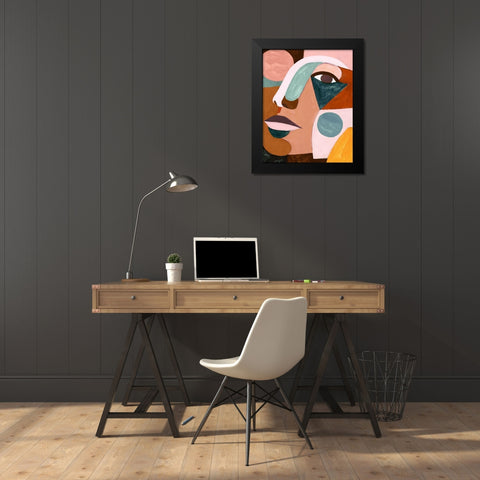 Geo Face IV Black Modern Wood Framed Art Print by Borges, Victoria