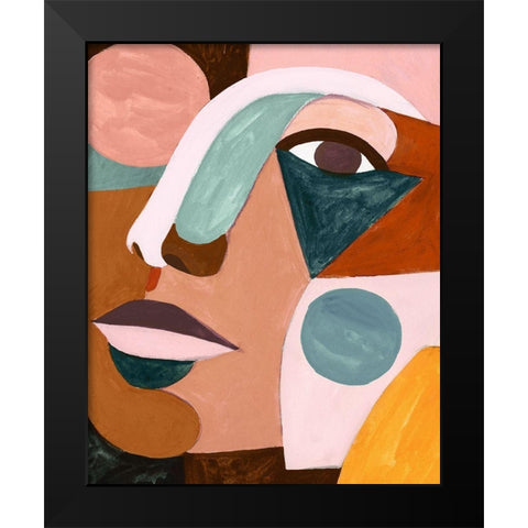 Geo Face IV Black Modern Wood Framed Art Print by Borges, Victoria