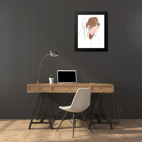 Modern Contour Portrait I Black Modern Wood Framed Art Print by Vess, June Erica