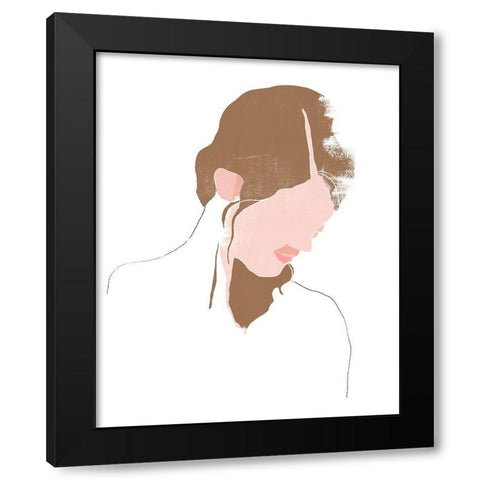 Modern Contour Portrait III Black Modern Wood Framed Art Print by Vess, June Erica