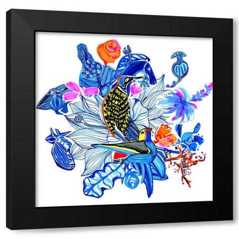 Menagerie I Black Modern Wood Framed Art Print with Double Matting by Blanckslate