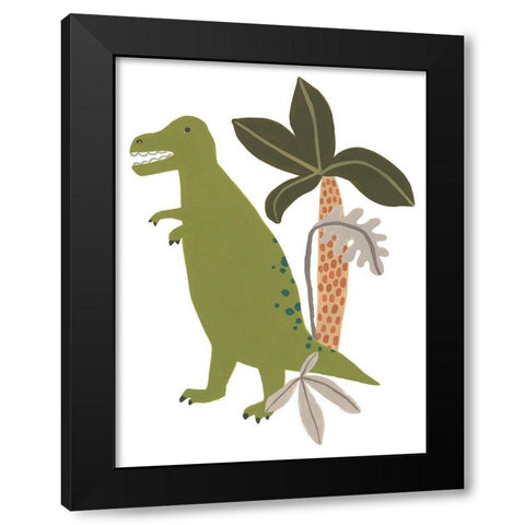 Mighty Dino II Black Modern Wood Framed Art Print by Vess, June Erica