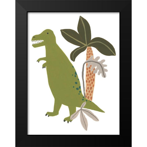 Mighty Dino II Black Modern Wood Framed Art Print by Vess, June Erica