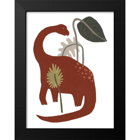 Mighty Dino IV Black Modern Wood Framed Art Print by Vess, June Erica