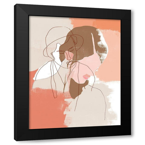 Painted Contour Portraits I Black Modern Wood Framed Art Print by Vess, June Erica