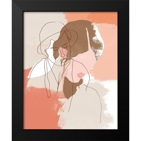 Painted Contour Portraits I Black Modern Wood Framed Art Print by Vess, June Erica