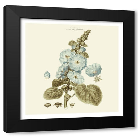 Custom Bashful Blue Florals IV Black Modern Wood Framed Art Print with Double Matting by Miller, John
