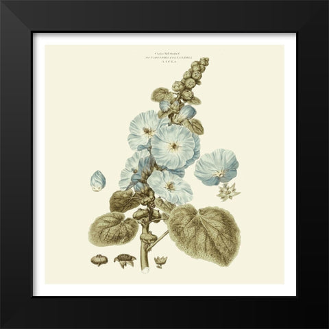 Custom Bashful Blue Florals IV Black Modern Wood Framed Art Print by Miller, John