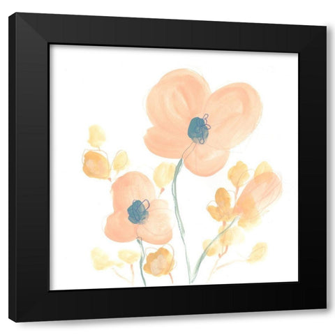 Petite Petals II Black Modern Wood Framed Art Print with Double Matting by Vess, June Erica
