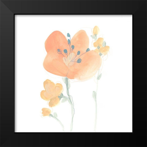 Petite Petals VI Black Modern Wood Framed Art Print by Vess, June Erica