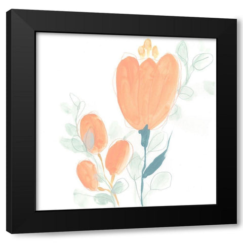 Petite Petals VII Black Modern Wood Framed Art Print by Vess, June Erica