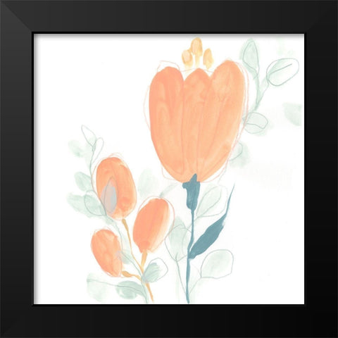 Petite Petals VII Black Modern Wood Framed Art Print by Vess, June Erica
