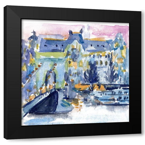 River City I Black Modern Wood Framed Art Print with Double Matting by Wang, Melissa