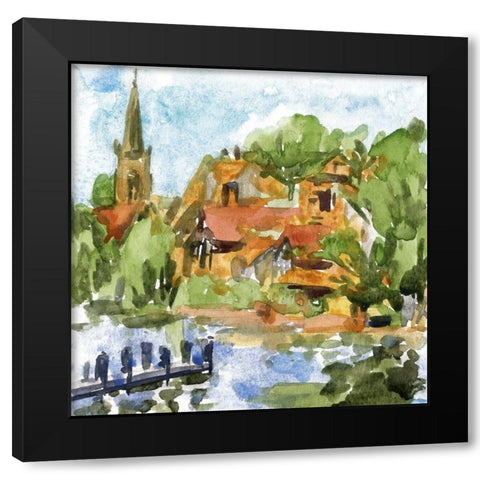 River City III Black Modern Wood Framed Art Print with Double Matting by Wang, Melissa