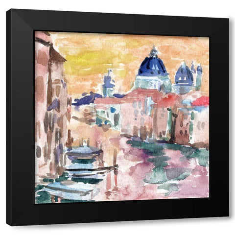 River City IV Black Modern Wood Framed Art Print with Double Matting by Wang, Melissa