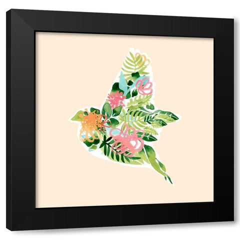 Foliage and Feathers I Black Modern Wood Framed Art Print with Double Matting by Vess, June Erica