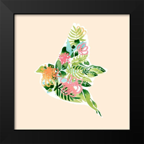 Foliage and Feathers I Black Modern Wood Framed Art Print by Vess, June Erica