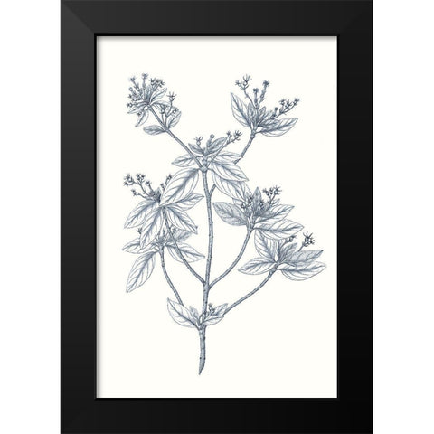 Indigo Botany Study III Black Modern Wood Framed Art Print by Vision Studio