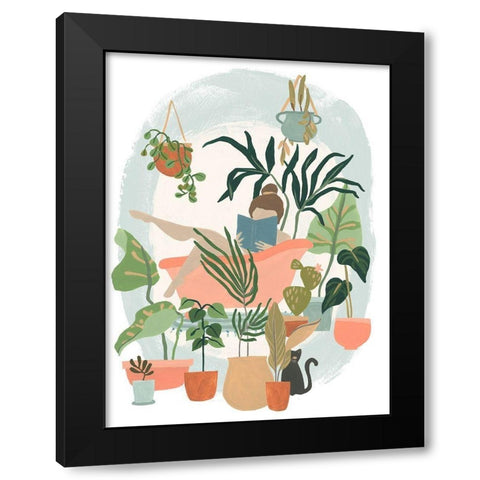 Plant Lady Bath I Black Modern Wood Framed Art Print by Vess, June Erica