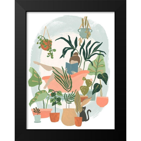 Plant Lady Bath I Black Modern Wood Framed Art Print by Vess, June Erica