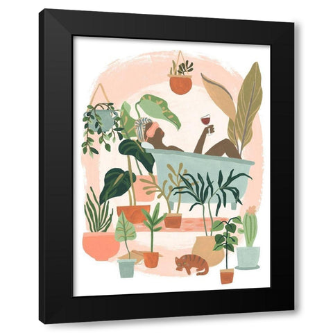 Plant Lady Bath II Black Modern Wood Framed Art Print by Vess, June Erica