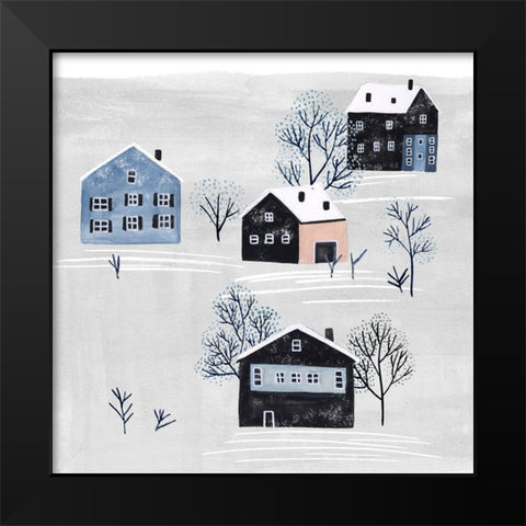 Snowy Village I Black Modern Wood Framed Art Print by Wang, Melissa