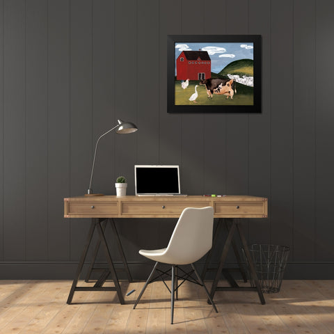 Red Cottage I Black Modern Wood Framed Art Print by Wang, Melissa