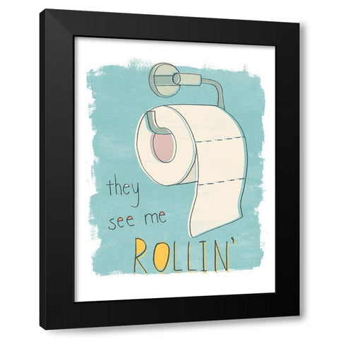 Potty Pun I Black Modern Wood Framed Art Print by Vess, June Erica