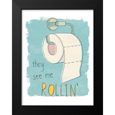 Potty Pun I Black Modern Wood Framed Art Print by Vess, June Erica