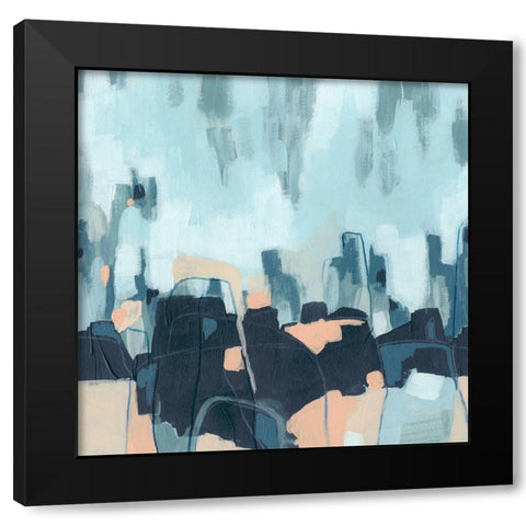 Abstracted Indigo Skyline I Black Modern Wood Framed Art Print by Vess, June Erica