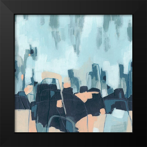 Abstracted Indigo Skyline I Black Modern Wood Framed Art Print by Vess, June Erica